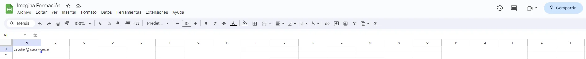 Barra de Herramientas de Google Sheets